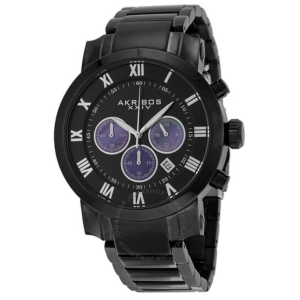 Akribos Chronograph Black Dial Black PVD Mens Watch AK622BK 1