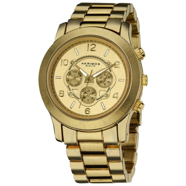 Akribos Ultimate GMT Multi-Function Gold Dial Ladies Watch AK583YG 1