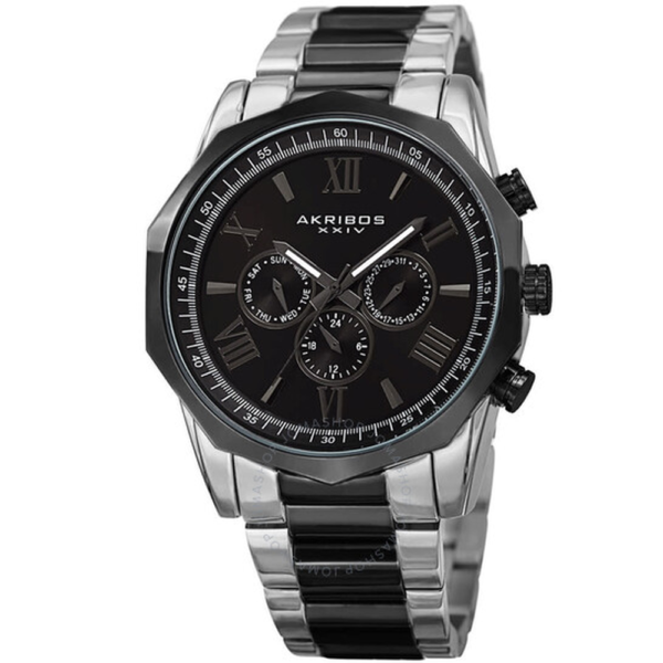 Akribos XXIV Enterprise Quartz Black Dial Mens Watch P50163 1