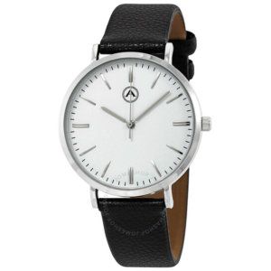 Alba by Akribos White Dial Leather Mens Watch 1033SS 1