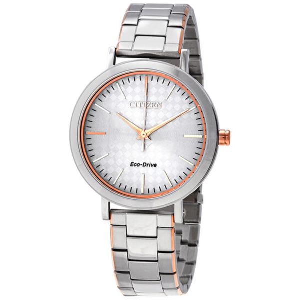 Citizen Eco-Drive Silver Dial Two-tone Ladies Watch EM0766-50A 1