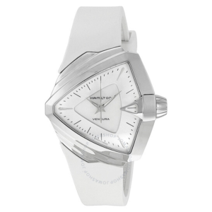 Hamilton Ventura Silver Dial White Rubber Ladies Watch H24251391 1