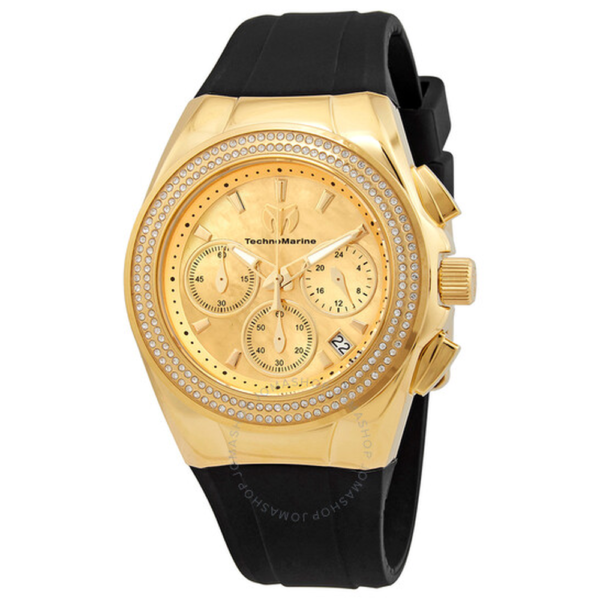 Technomarine Cruise Diva Pave Chronograph Gold Dial Watch TM-120041 1