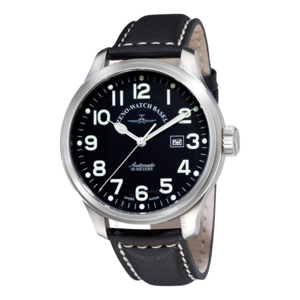 Zeno Black Dial Black Leather Strap Mens Watch 8554-A1 1