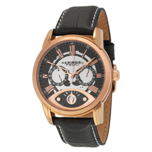 Akribos XXIV Black Dial Rose Gold-tone Mens Watch AK725RG 1