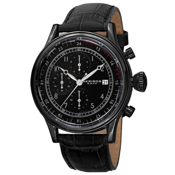 Akribos XXIV Chronograph Quartz Black Dial Mens Watch AK798BK 1