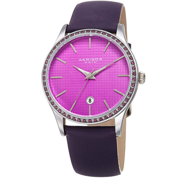 Akribos XXIV Purple Dial Purple Leather Ladies Watch AK964PU 1