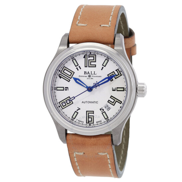 Ball Trainmaster Automatic 38.5mm White Dial Mens Watch NM1038D-LEA-WH 1