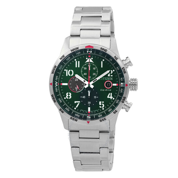 Citizen Aviator Chronograph Green Dial Mens Watch CA0791-81X 1